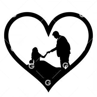 Bride & Groom Love Heart SVG
