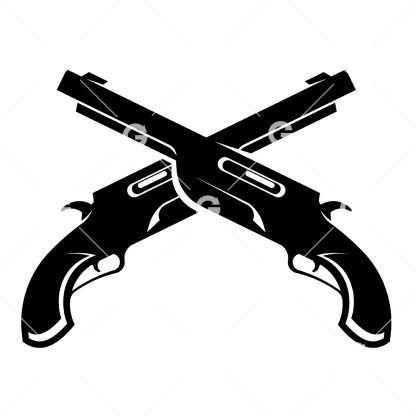 Crossed Flint Lock Pistols SVG