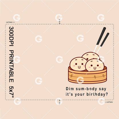 Dim Sum-body Birthday Card Colour Version Example
