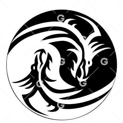 Chinese Dragon Yin and Yang SVG