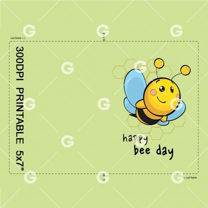 Happy Bee Day Birthday Card Green Example