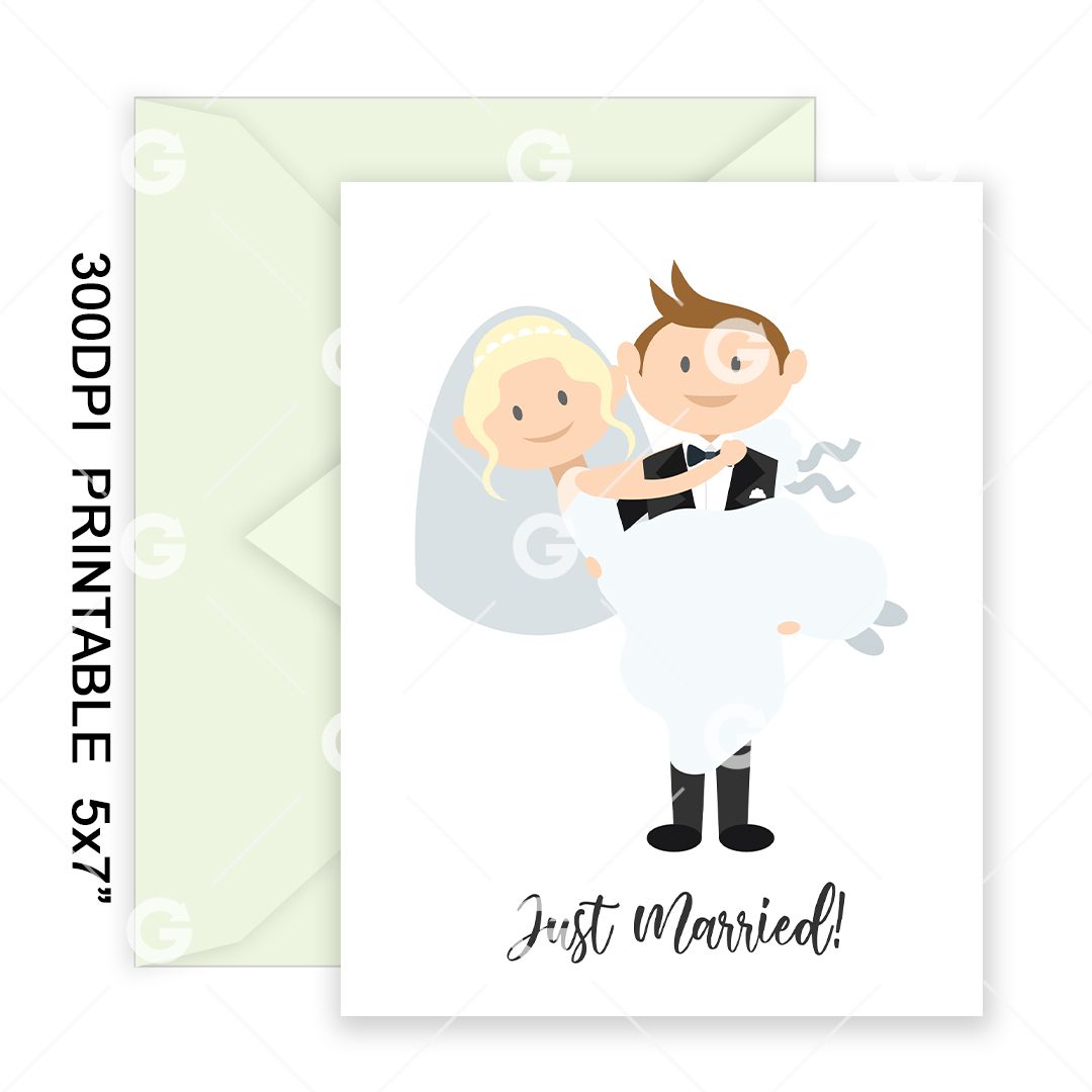 Just Married Wedding Card SVGed