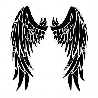 Large Black Angel Wings SVG