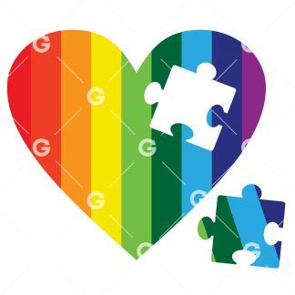 Pride Rainbow Puzzle Heart SVG