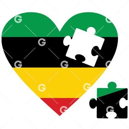 Rasta Jamaican Puzzle Heart SVG