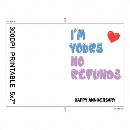 No Refunds Anniversary Card Example