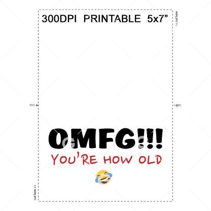 OMFG! You're How Old Birthday Card Example