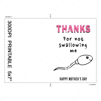 Not Swallowing Me Mother's Day Card Example