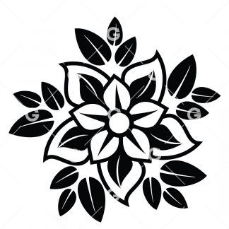Large Flower with Leaves SVG