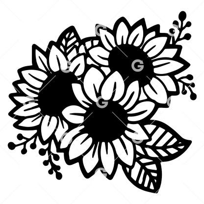 Group of Summer Sunflowers SVG