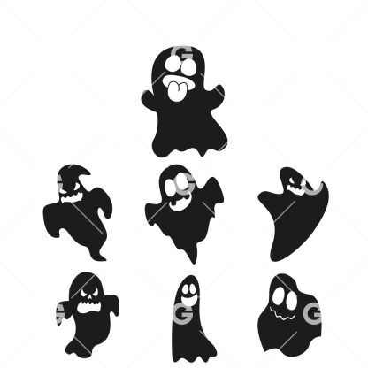 7 Halloween Cute Ghosts SVG Bundle