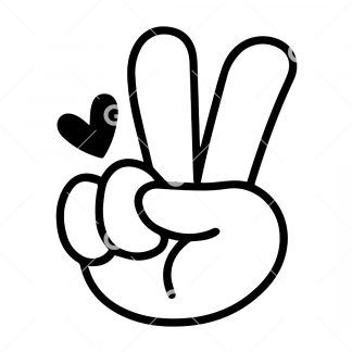Peace Sign Hand Outline With Heart SVG