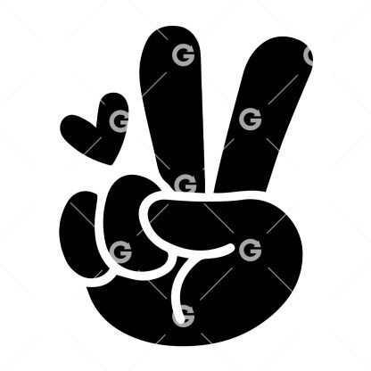 Peace Sign Hand Solid With Heart SVG