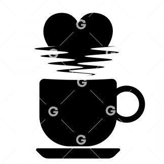 Coffee Cup With Steam Heart SVG