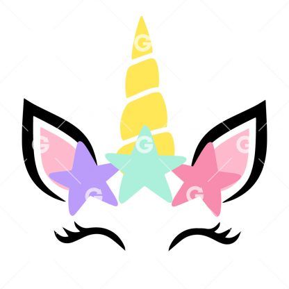 Happy Unicorn Head SVG