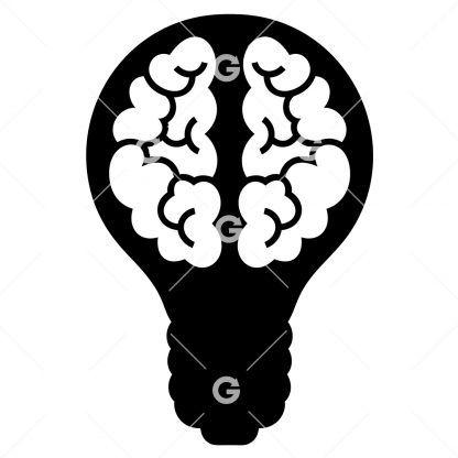 Dark Brain Light Bulb SVG