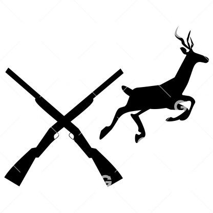 Jumping Deer & Crossed Shotguns SVG