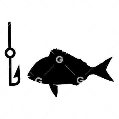 Fish and Fishing Hook SVG