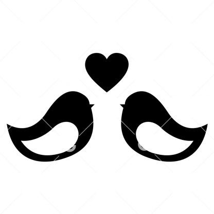 Two Love Birds With Heart SVG