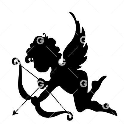 Valentines Flying Cupid Silhouette SVG