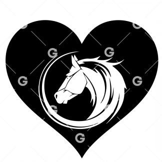 Abstract Farm Horse Profile Love Heart SVG