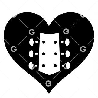 Acoustic Guitar Headstock Love Heart SVG
