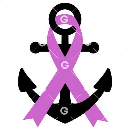All Cancer Awareness Ribbon Anchor SVG