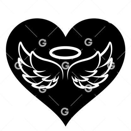 Angel Wings & Halo Love Heart SVG