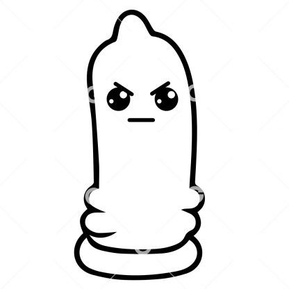 Cute Angry Cartoon Condom SVG