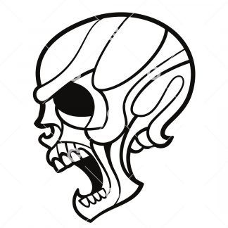 Angry Yelling Evil Skull SVG