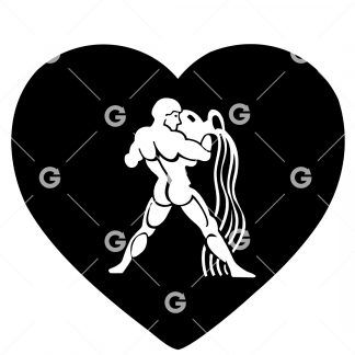 Astrology Sign Aquarius Love Heart SVG