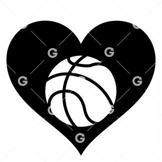 American Basketball Love Heart SVG