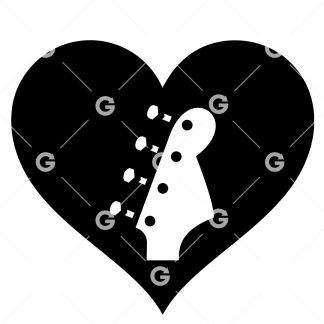 Bass Guitar Headstock Love Heart SVG