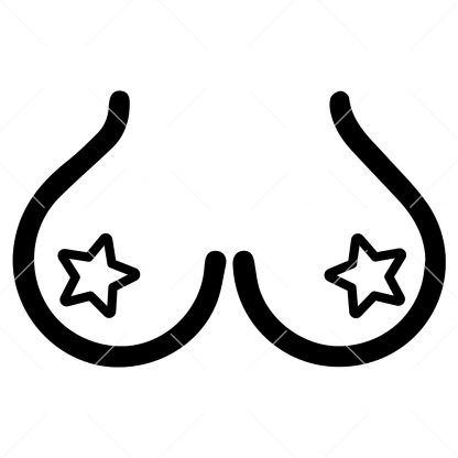 Big Boobs With Outline Star Nipples SVG