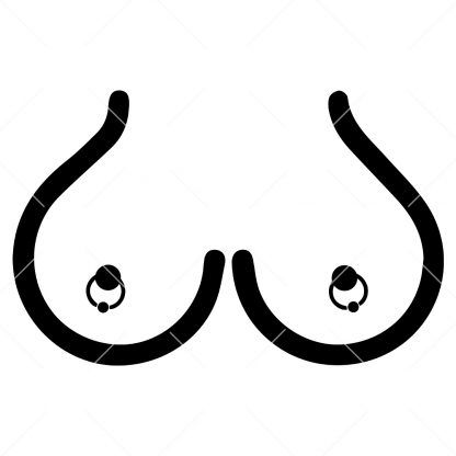Big Boobs With Pierced Round Nipples SVG