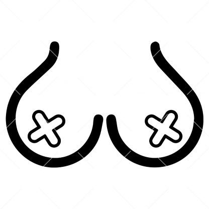 Big Boobs With Outline X Nipples SVG