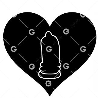Love Condoms Heart Decal SVG
