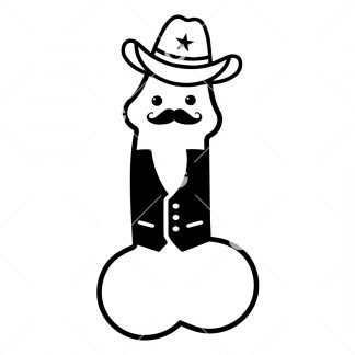Wild West Cowboy Cartoon Penis SVG