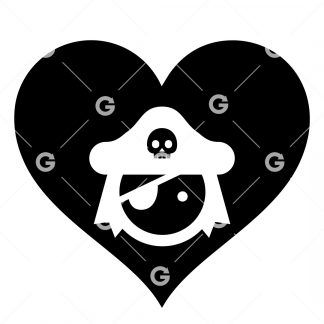 Cute Cartoon Pirate Love Heart SVG