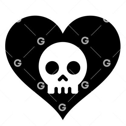 Cute Skull Love Heart SVG