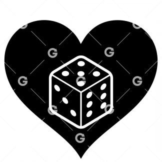 Lucky Casino Dice Love Heart SVG