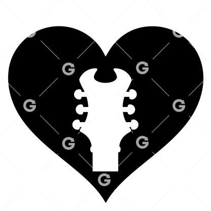 Electric Guitar Headstock Love Heart SVG