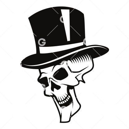 Evil Skull with Top Hat SVG
