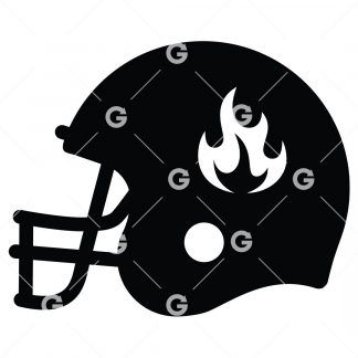 Flames American Football Helmet SVG