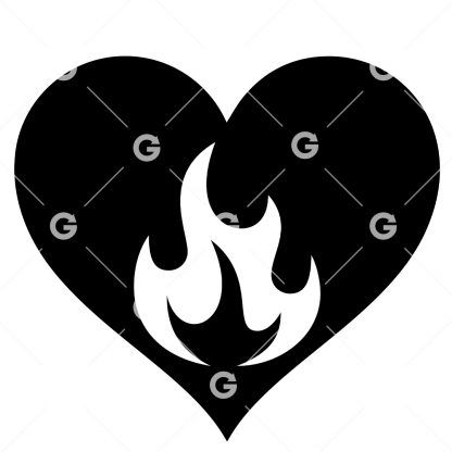 Flames (Fire) Love Heart SVG
