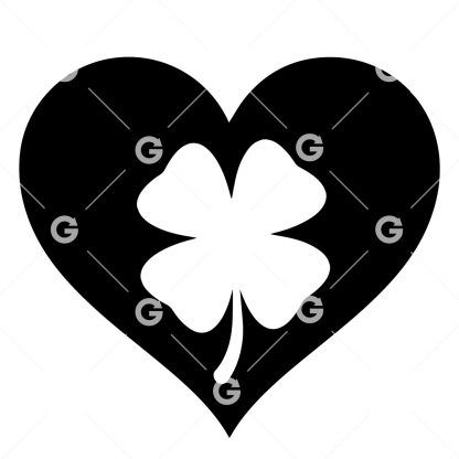 4 Leaf Clover Love Heart SVG