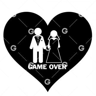 Game Over Marriage Heart Decal SVG