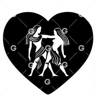 Astrology Sign Gemini Love Heart SVG