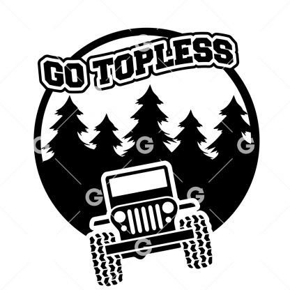 Jeep Go Topless Tree Circle Decal SVG