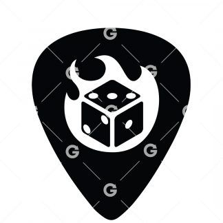 Guitar Pick Dice and Flames SVG